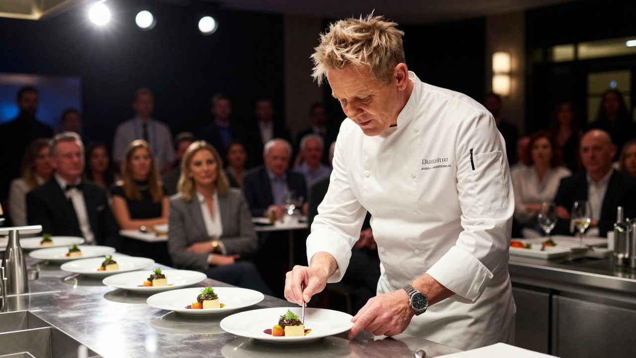 Chef demonstrating plating techniques at an exclusive live event