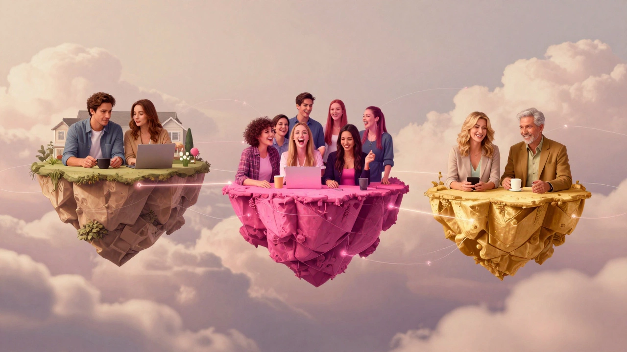 Three floating islands representing different streaming audiences and genres