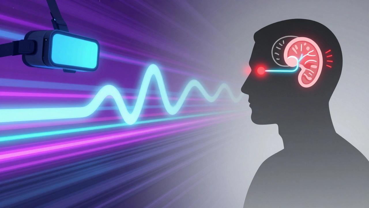 Abstract illustration of brain confusion caused by VR sensory mismatch