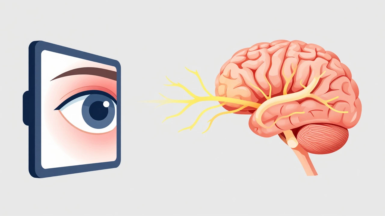 Illustration showing eye strain and brain activity during VR use