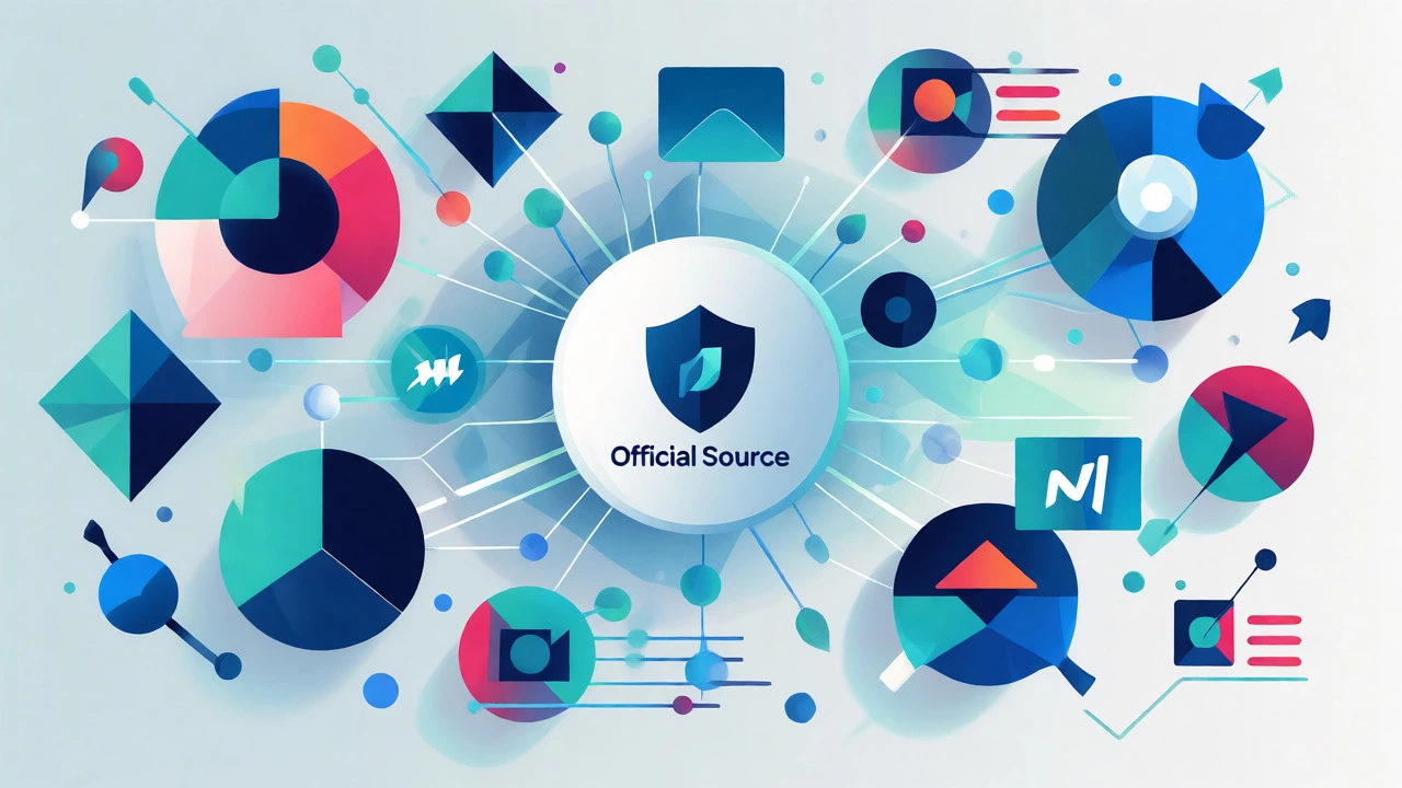 Abstract digital illustration representing various online ticket marketplace platforms.