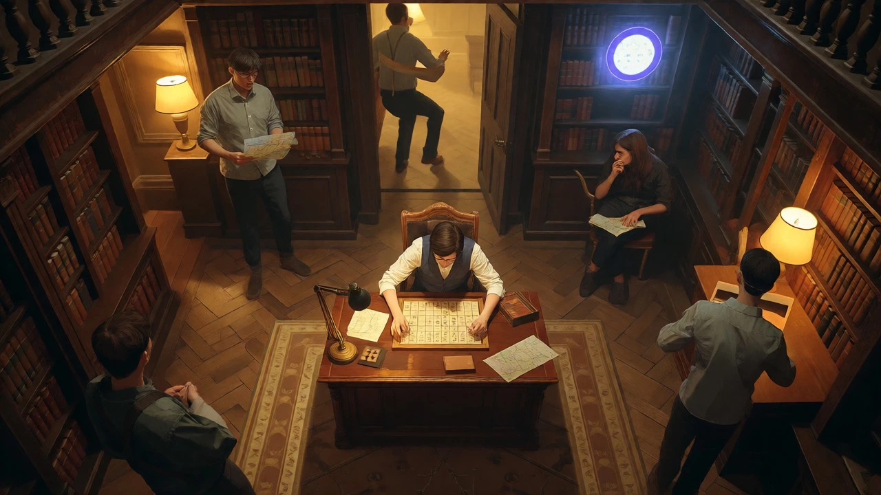 Players distracted by puzzles missing obvious clues in a cluttered room.